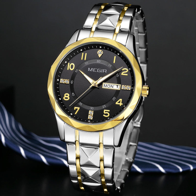 Luxury Business Men's Watch Stainless Steel Strap Casual Quartz Wristwatch Waterproof