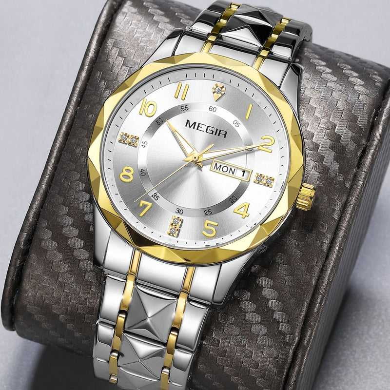 Luxury Business Men's Watch Stainless Steel Strap Casual Quartz Wristwatch Waterproof