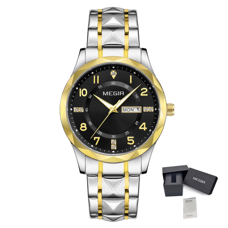 Luxury Business Men's Watch Stainless Steel Strap Casual Quartz Wristwatch Waterproof