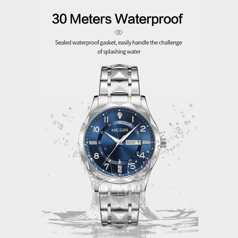 Luxury Business Men's Watch Stainless Steel Strap Casual Quartz Wristwatch Waterproof