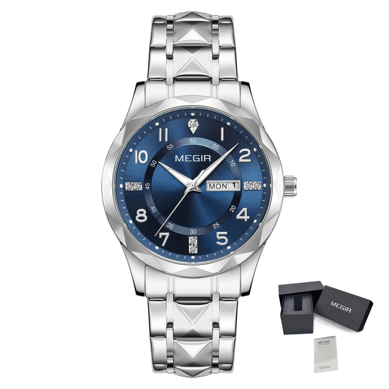 Luxury Business Men's Watch Stainless Steel Strap Casual Quartz Wristwatch Waterproof