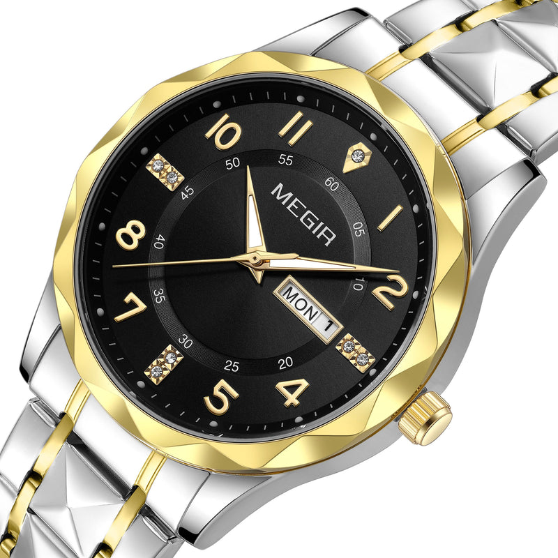 Luxury Business Men's Watch Stainless Steel Strap Casual Quartz Wristwatch Waterproof
