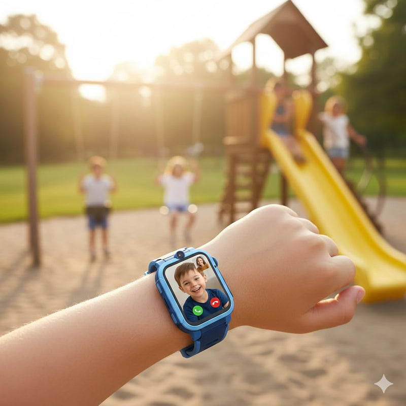 4G-Kinder-Smartwatch mit GPS-Tracker, Videoanruffunktion, Touchscreen-Kamera, wasserdicht, Lern-Smartwatch für Jungen und Mädchen