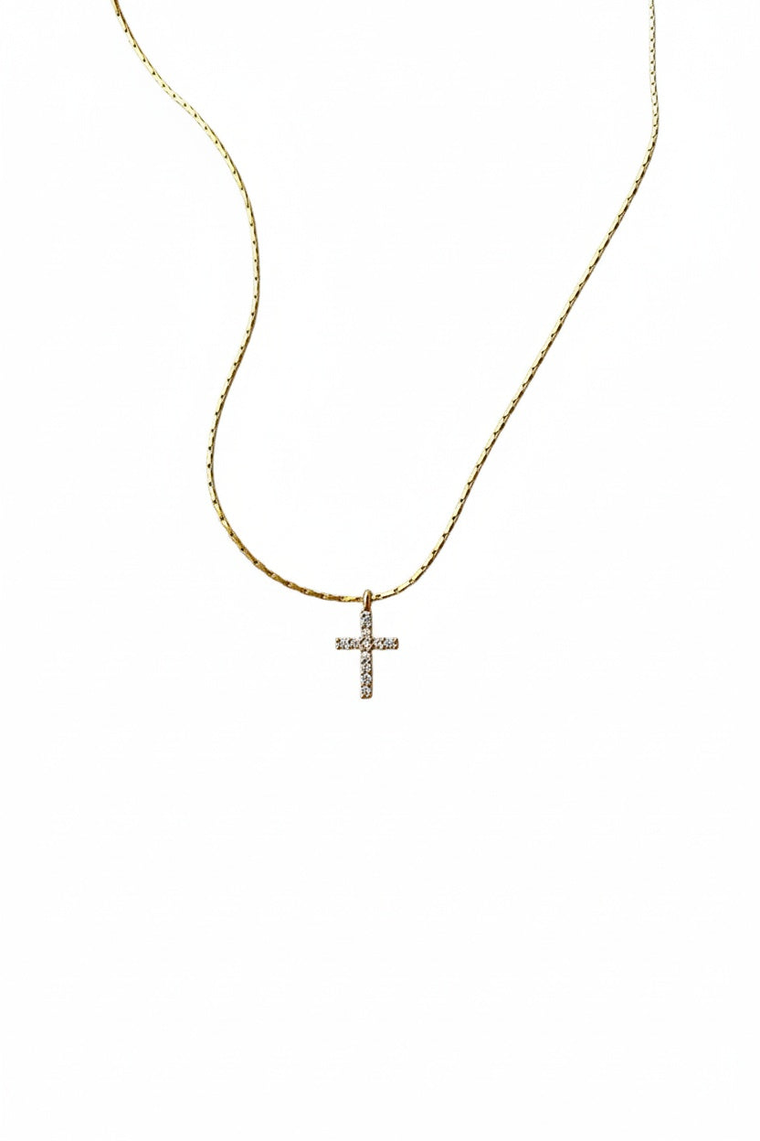 Zircon Stone Cross Necklace Elegant Minimal Women Jewelry