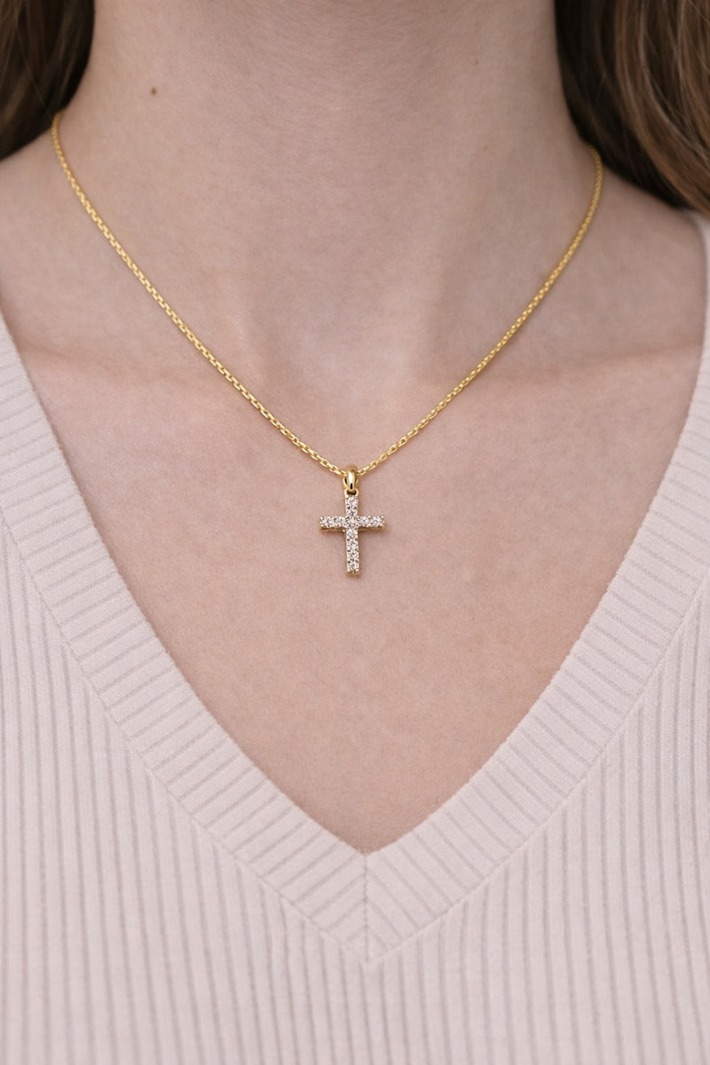Zirkon-Kreuzkette, eleganter, minimalistischer Damenschmuck