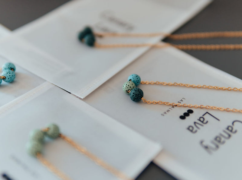 Aroma Diffuser Necklace with Lava Beads - Silver Chain