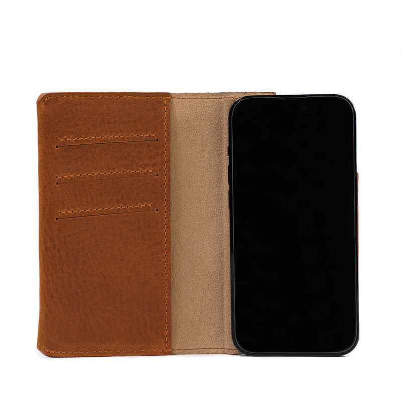 Leder-Folio-Hülle mit Brieftaschenfunktion für iPhone 16-Serie mit MagSafe