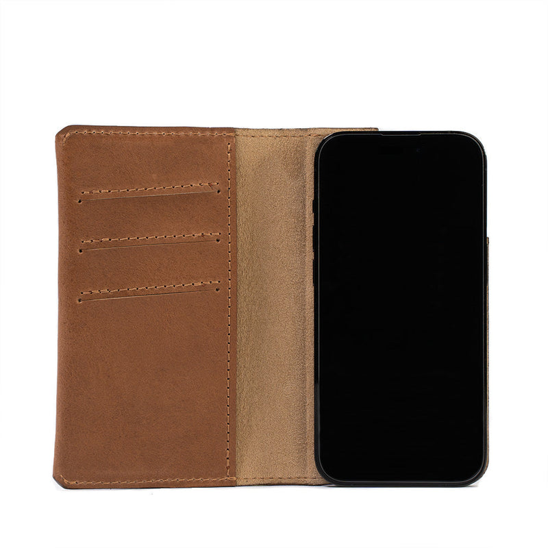 Leder-Folio-Hülle mit Brieftaschenfunktion für iPhone 16-Serie mit MagSafe