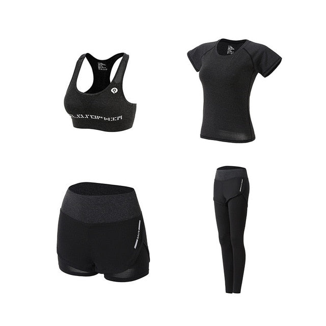 Set yoga pentru femei, 5 piese – Îmbrăcăminte sport pentru fitness și alergare, cu uscare rapidă
