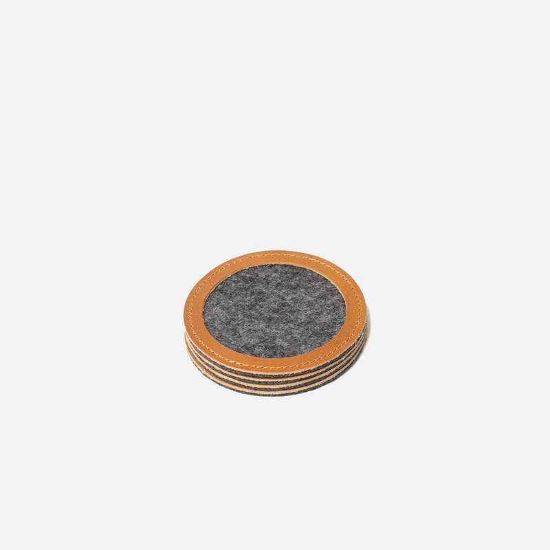 Wool Felt Coaster w/ Leather Rim-3