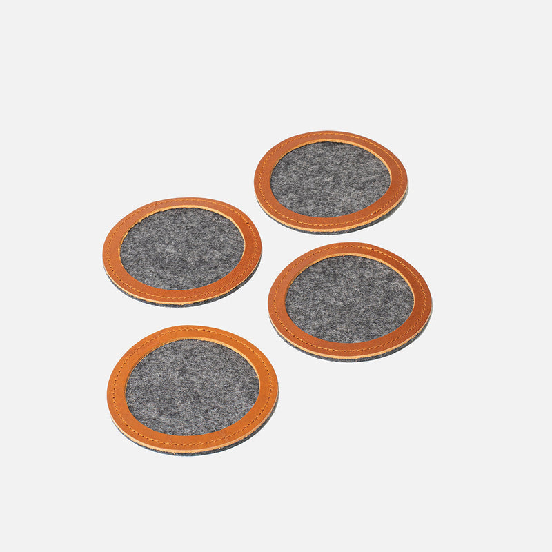 Wool Felt Coaster w/ Leather Rim-1