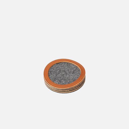 Wool Felt Coaster w/ Leather Rim-0